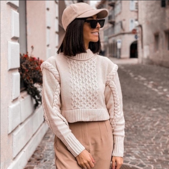 ZARA SHOULDER PAD KNIT SWEATER WOOL BLEND - Picture 2 of 10